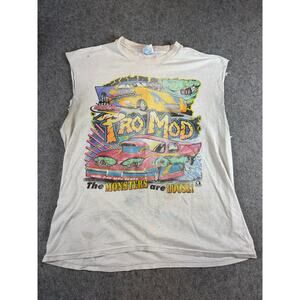 VTG Y2K IHRA Motorsports Pro Mod Shirt Men White Monsters Are Loose Racing Large